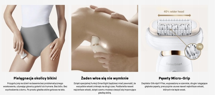 DEPILATOR BRAUN SILK-epil 9 FLEX RUCHOMA GŁOWICA 3D + 3 NASADKI + ETUI