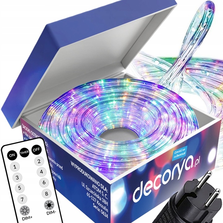 WĄŻ LED LAMPKI ZEWNĘTRZNE CHOINKOWE FLASH TRYBY TIMER RGB IP67 10m 230V