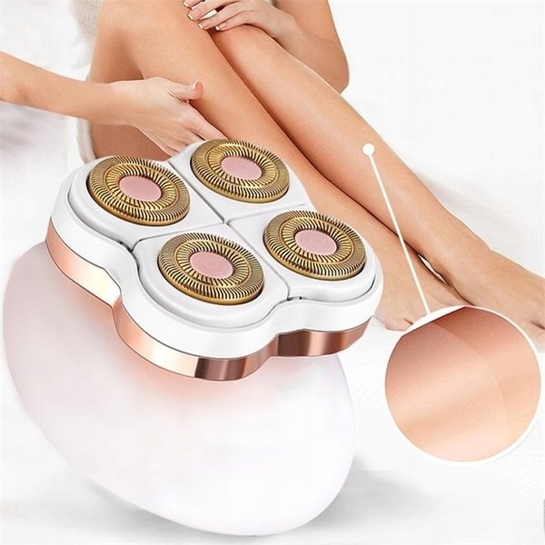 DEPILATOR DO CIAŁA GOLARKA DAMSKA MASZYNKA 4 GŁOWICE ZASILANIE USB LED