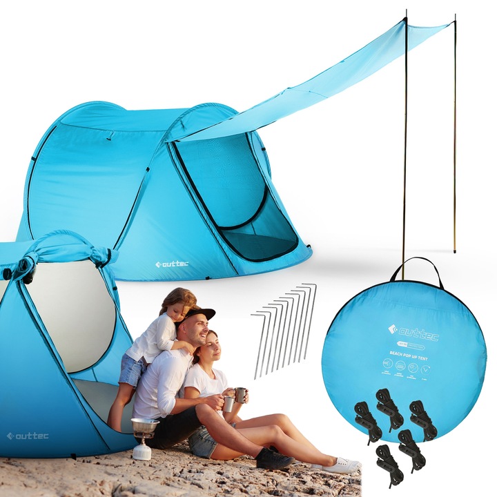 PARAWAN NAMIOT PLAŻOWY SAMOROZKŁADAJĄCY ZAMYKANY Z DASZKIEM OUTTEC