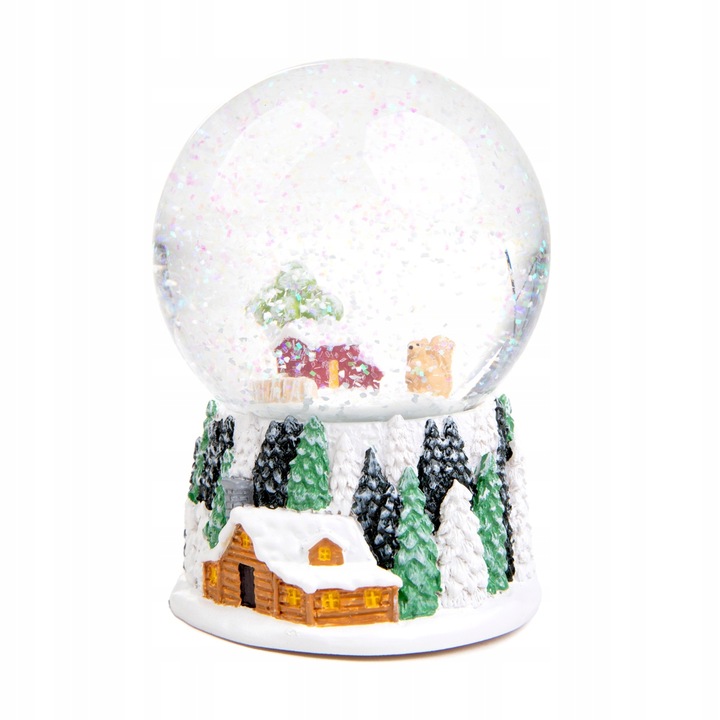 Kula śnieżna dekoracja świąteczna LUELL wiewiórka domek, z LED 8x11cm HOMLA