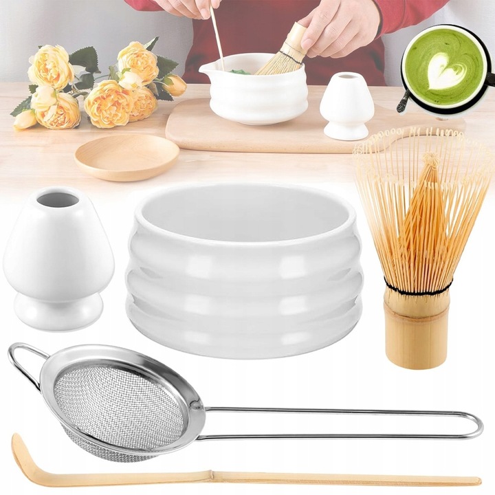 ZESTAW DO HERBATY MATCHA, ZESTAW MIOTEŁ MATCHA, Z TRZEPACZKĄ DO MATCHY 5W1