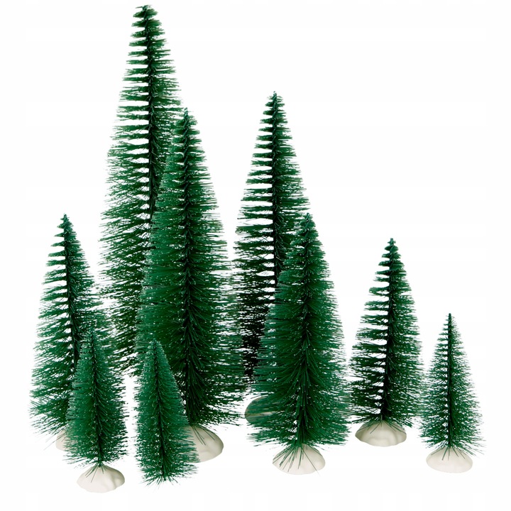 DEKORACYJNE CHOINKI DO WIOSKI ŚWIĄTECZNEJ SZOPKI ZESTAW 9 SZT DUŻE DO 31 cm