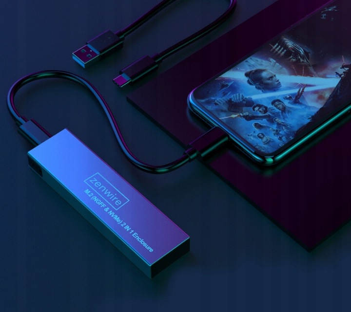 Obudowa na dysk SSD NVME/SATA PCIe M.2 USB-C Gen2 Kieszeń Adapter dysku M2