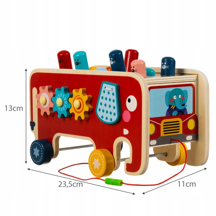 Drewniana Kostka Edukacyjna Słoń Wbijak Młotek Zabawka Prezent dla Dzieci