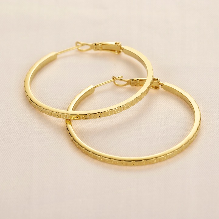 Złote Kolczyki Koła 585 36mm 14k Grecki Wzorem Kolczyki Damskie Prezent