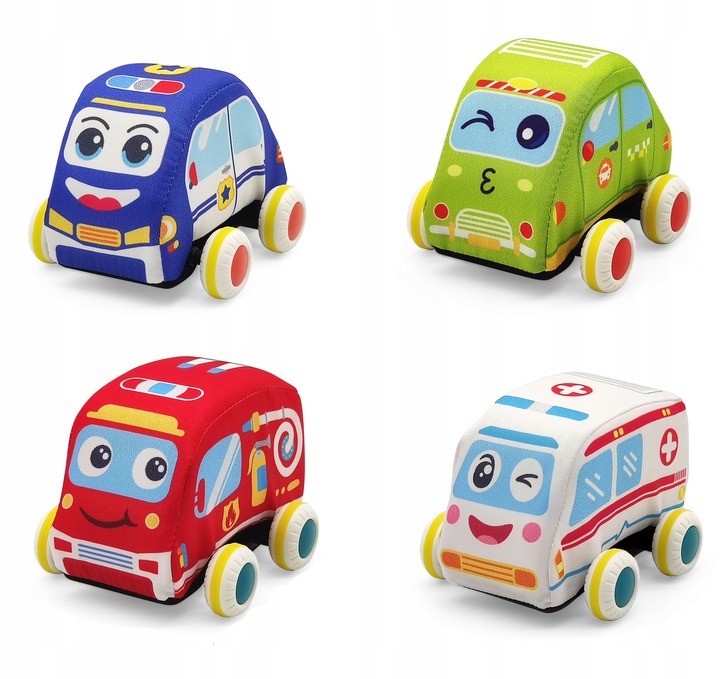 Pluszowe AUTKA miękkie z napędem 4 auta MATA PODKŁADKA ulice TORBA