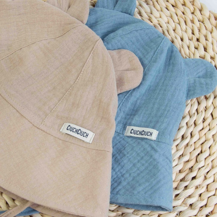 KAPELUSZ MUŚLINOWY czapka dziecięca na słońce letnia BUCKET wiązany 48-50