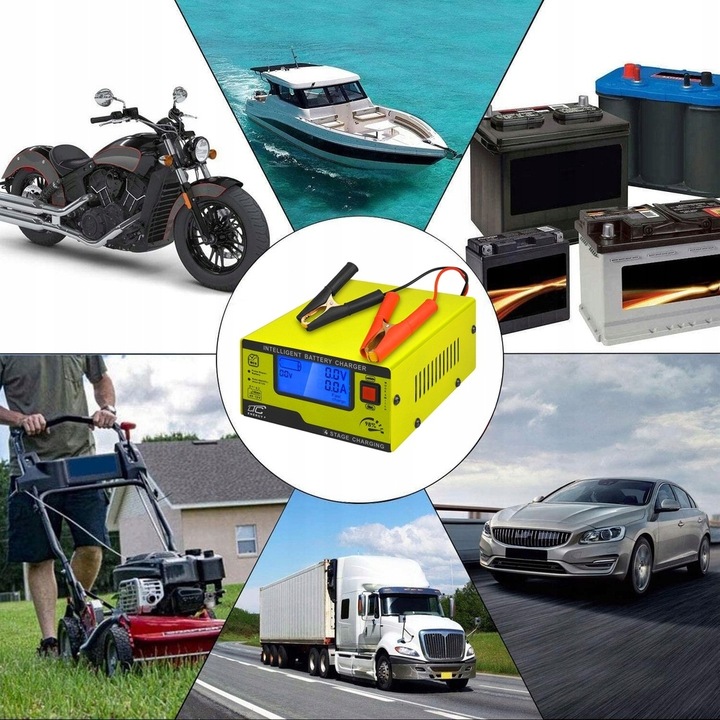 SZYBKI PROSTOWNIK ŁADOWARKA 6V/12V 15A AKUMULATORÓW SAMOCHODOWYCH, ŻELOWYCH