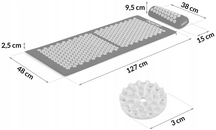 MATA DO AKUPRESURY Z KOLCAMI + PODUSZKA + TORBA