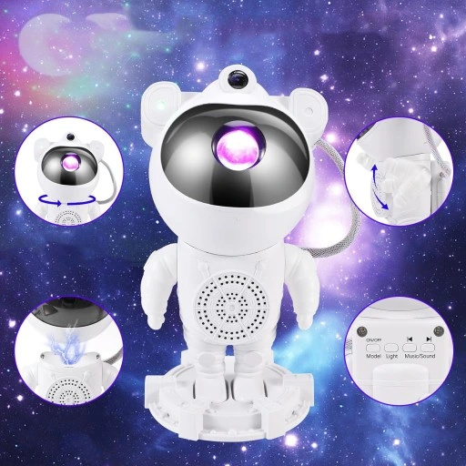 Lampka nocna GŁOŚNIK DO USYPIANIA Bluetooth ASTRONAUTA Projektor gwiazd