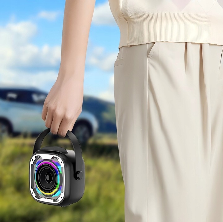 ZESTAW KARAOKE Z 2 MIKROFONY BEZPRZEWODOWE GŁOŚNIK BLUETOOTH LED KOLOROWA