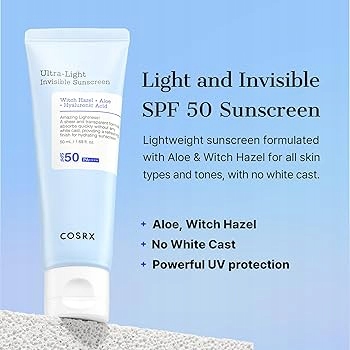 COSRX ULTRA LIGHT LEKKI KREM NAWILŻAJĄCY Z FILTREM SPF50+ PA++++