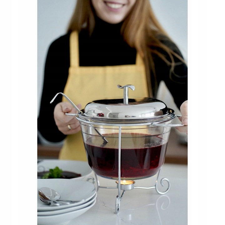 WAZA do ZUPY SOSÓW z PODGRZEWACZEM CHOCHLA Srebrna STALOWA Tadar 4 l