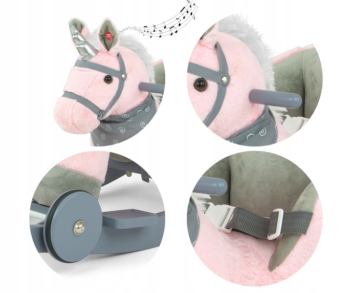 RÓŻOWY KONIK na biegunach 2w1 JEŹDZIK dla dziewczynki bujak bujaczek KOŃ