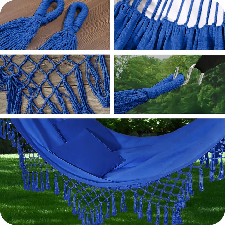 HAMAK OGRODOWY TURYSTYCZNY BOHO HUŚTAWKA MOCNY 150x190 120kg + LINKI TORBA