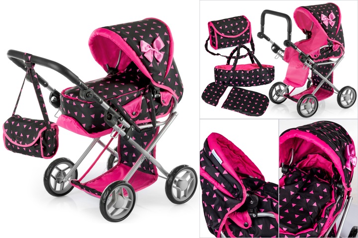 WÓZEK DLA LALEK GŁĘBOKI SPACERÓWKA GONDOLA 3w1 KINDERPLAY TORBA POŚCIEL