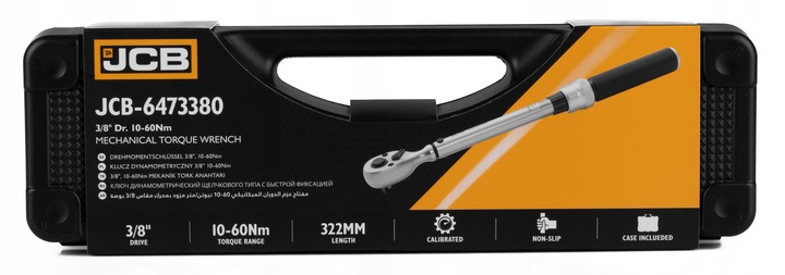 KLUCZ DYNAMOMETRYCZNY Z BLOKADĄ CERTYFIKAT KALIBRACJI ETUI 10-60NM 3/8" JCB