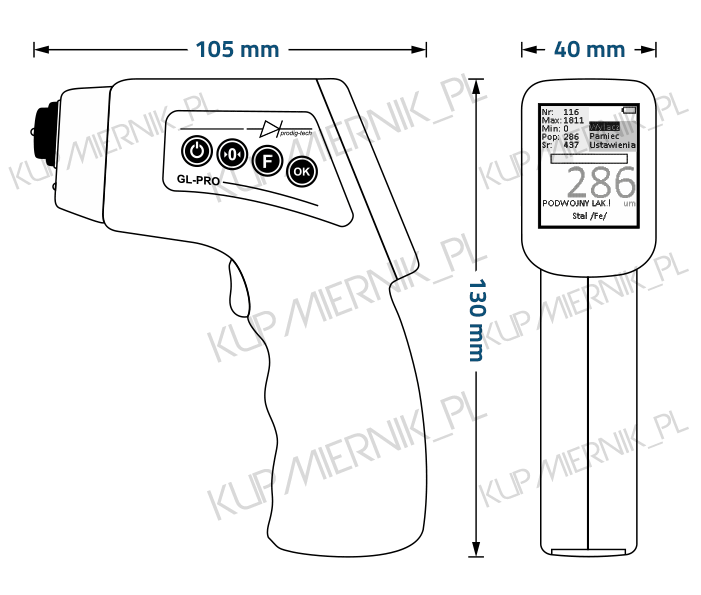 MIERNIK GRUBOŚCI LAKIERU CZUJNIK GL-PRO-2-FAZ