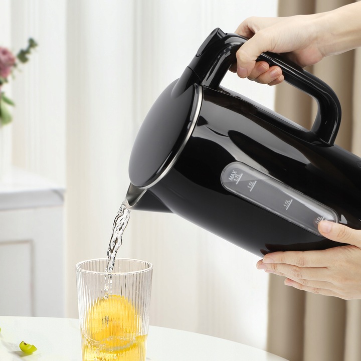 Czajnik elektryczny bezprzewodowy 2200W 1,7l czarny LED podwójne ścianki