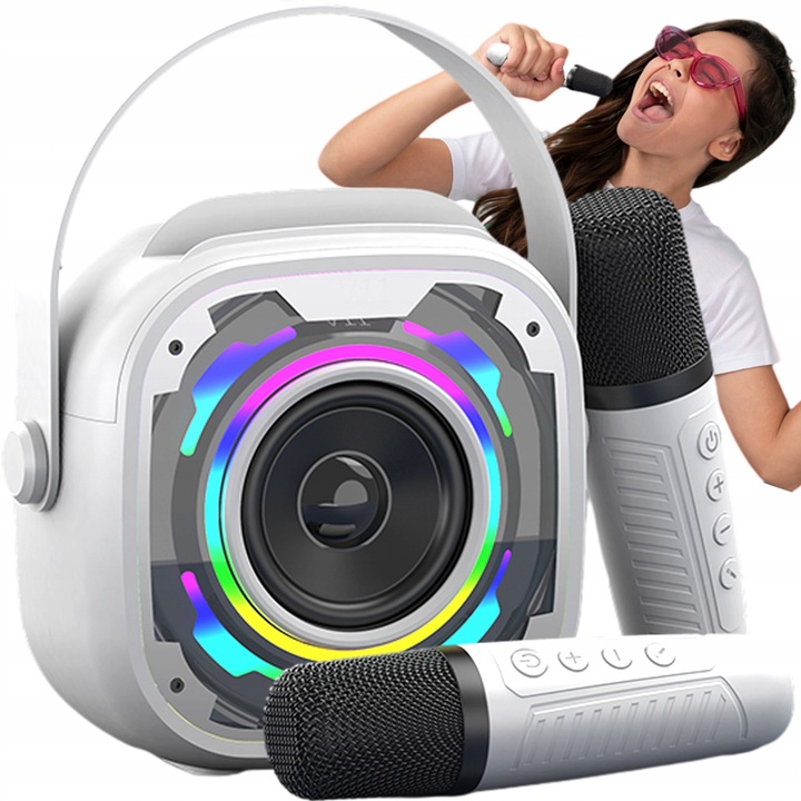 BEZPRZEWODOWY ZESTAW DO KARAOKE GŁOŚNIK BLUETOOTH + 2 MIKROFONY NA PREZENT