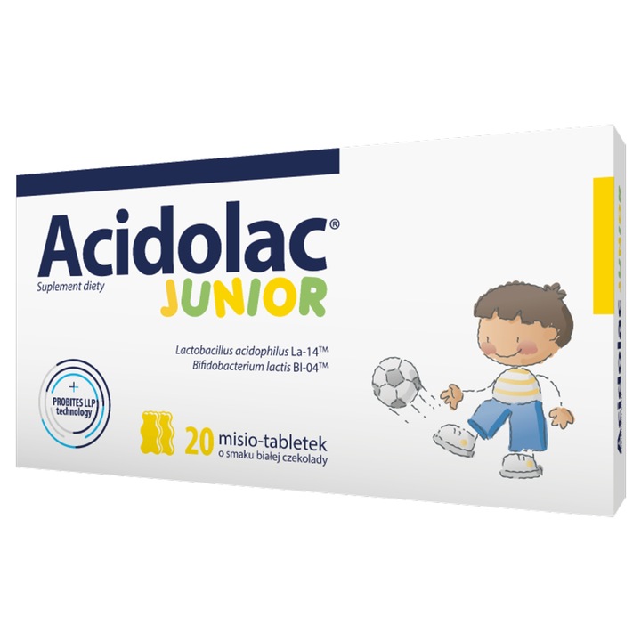 2x ACIDOLAC JUNIOR MISIO-TABLETKI (BIAŁA CZEKOLADA)