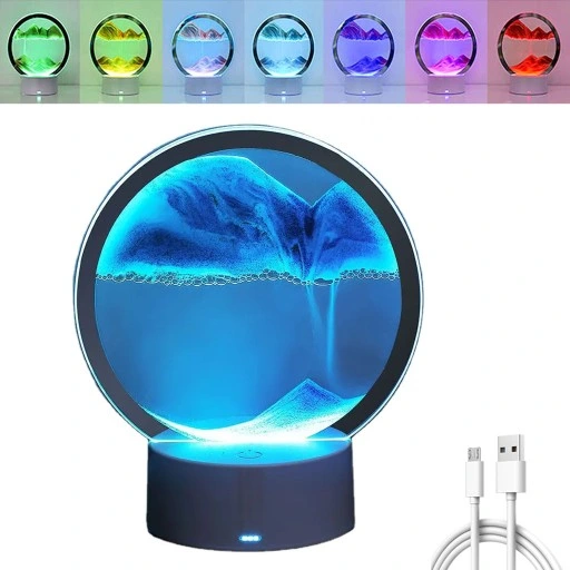 SZKŁO 3D MALOWANIE PIASKIEM KLEPSYDRA OBRÓT O 360° ŚCIEMNIANIE DOTYKOWE