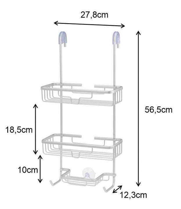 Półka wisząca pod prysznic do łazienki nierdzewna
