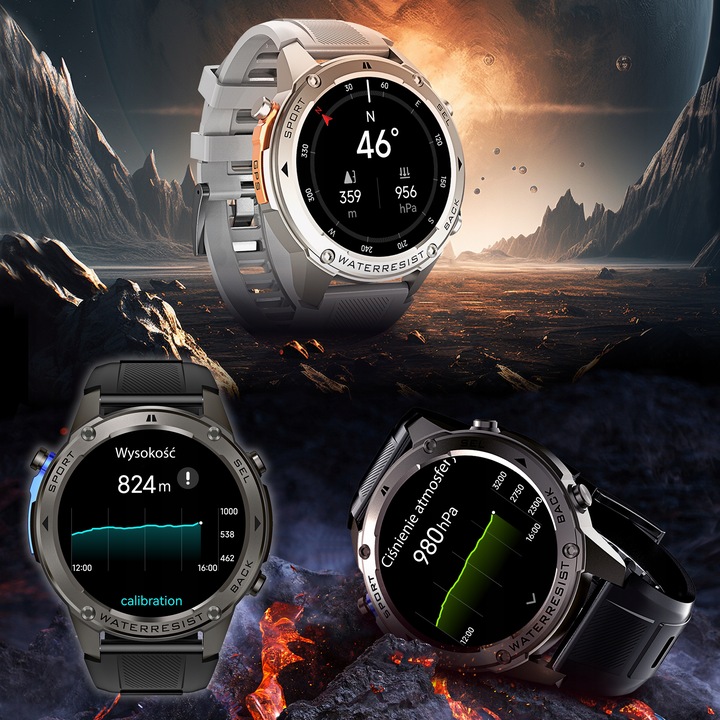 ZEGAREK MĘSKI SMARTWATCH GPS ROZMOWY MENU PL WODOODPORNY SPORT SMART WATCH