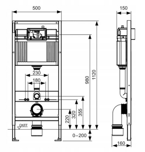 Stelaż podtynkowy do toalety Tece Base 9400407 w kompl. mocowanie