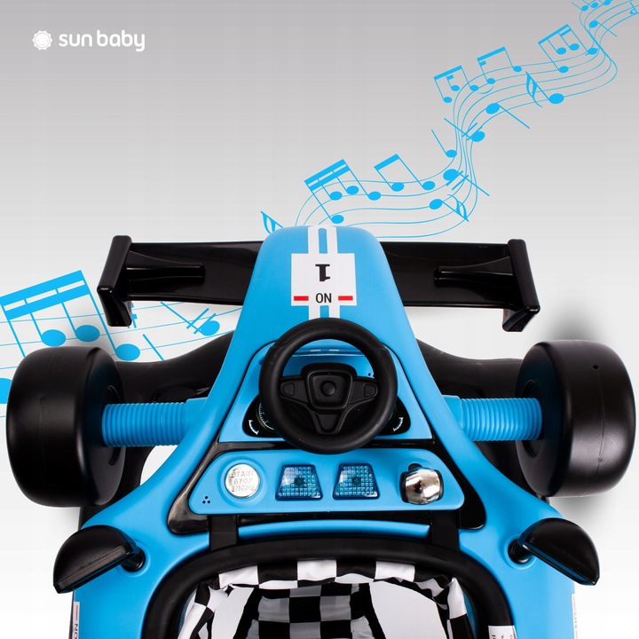 Interaktywny Chodzik jeździk pchacz Wyścigówka Formuła 1 3w1 niebieski