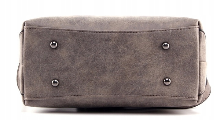 TOREBKA SZARA Damska Kuferek na Ramię do Ręki Pojemna Zamsz