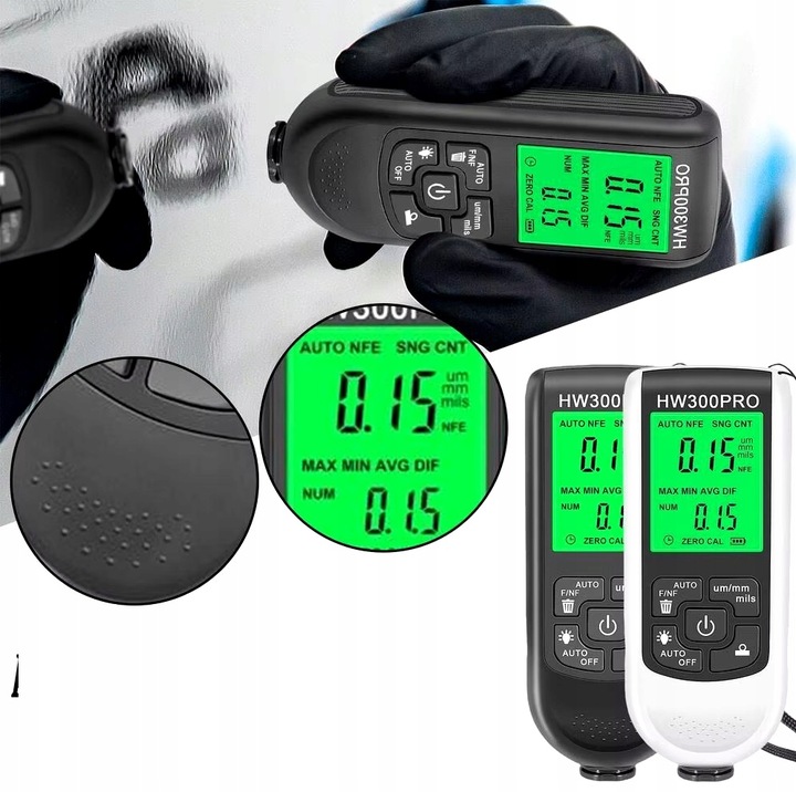 Miernik grubości lakieru Tester Sonda z wyświetlaczem LCD 0~2000um