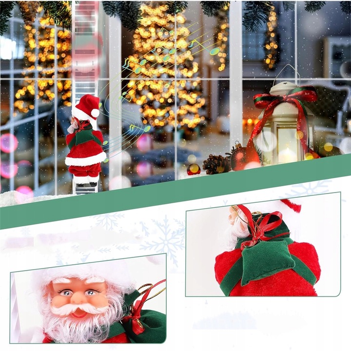 Elektryczna Drabina Wspinaczkowa Święty Mikołaj Świąteczna Figurka Muzyczna