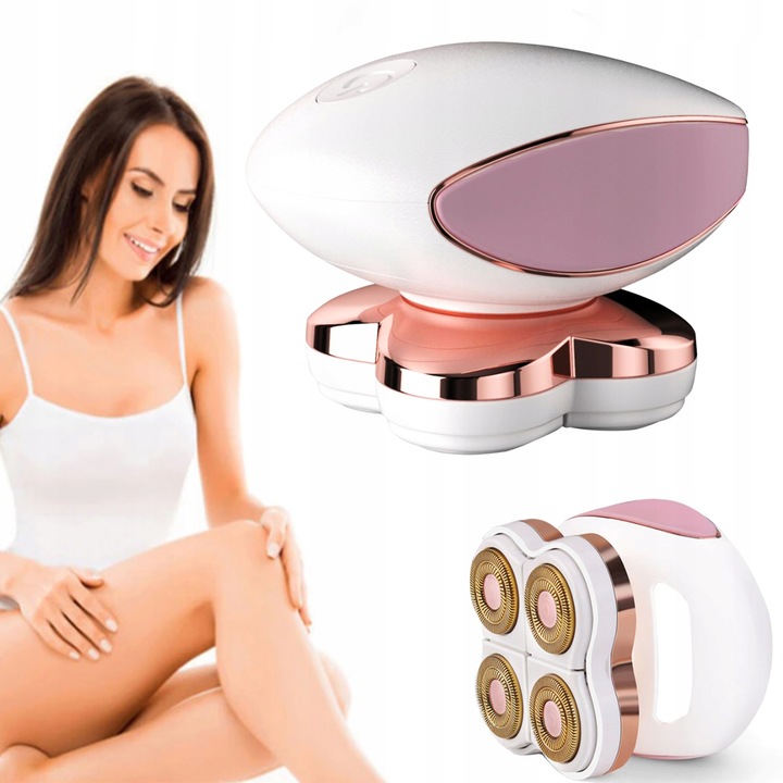 DEPILATOR DO CIAŁA GOLARKA DAMSKA MASZYNKA 4 GŁOWICE ZASILANIE USB LED