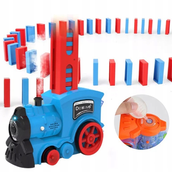 POCIĄG ELEKTRYCZNY KOLEJKA LOKOMOTWA Z PARĄ WODNĄ DO KLOCKÓW DOMINO WOOPIE