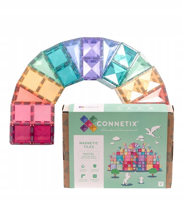 Connetix: klocki magnetyczne konstrukcyjne duże Pastel Creative 120