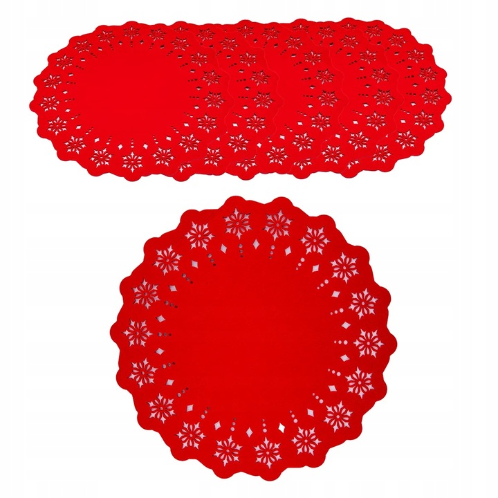 Maty świąteczne podkładki pod talerz na stół filcowe Altom Śnieżynki 6 szt