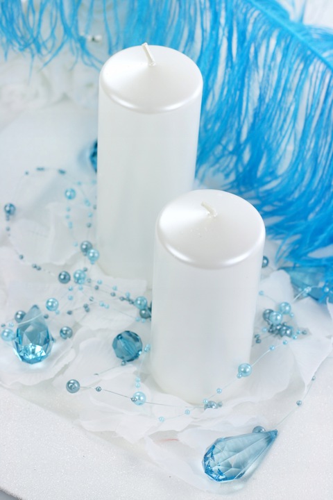 Komplet świec 7,9,11,13cm adwentowe świeczki stroik białe perłowe