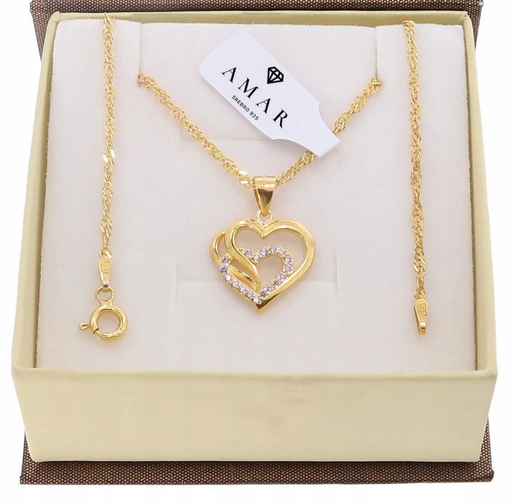 ZŁOTY PEŁNY ŁAŃCUSZEK DAMSKI SINGAPUR Z ZAWIESZKĄ PR. 585 925 + GRAWER