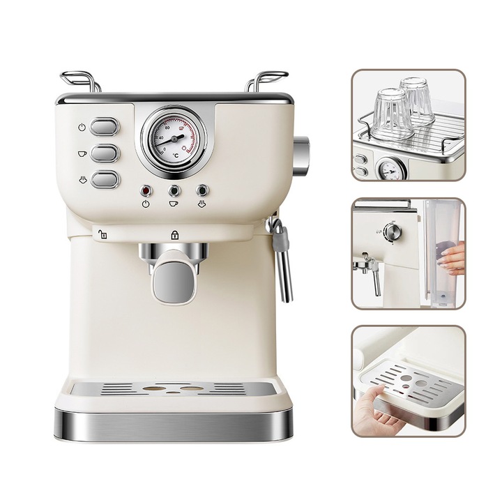 Ekspres do kawy Ciśnieniowy Automatyczny 20bar 1350W 1.5L +Spieniacz Mleka