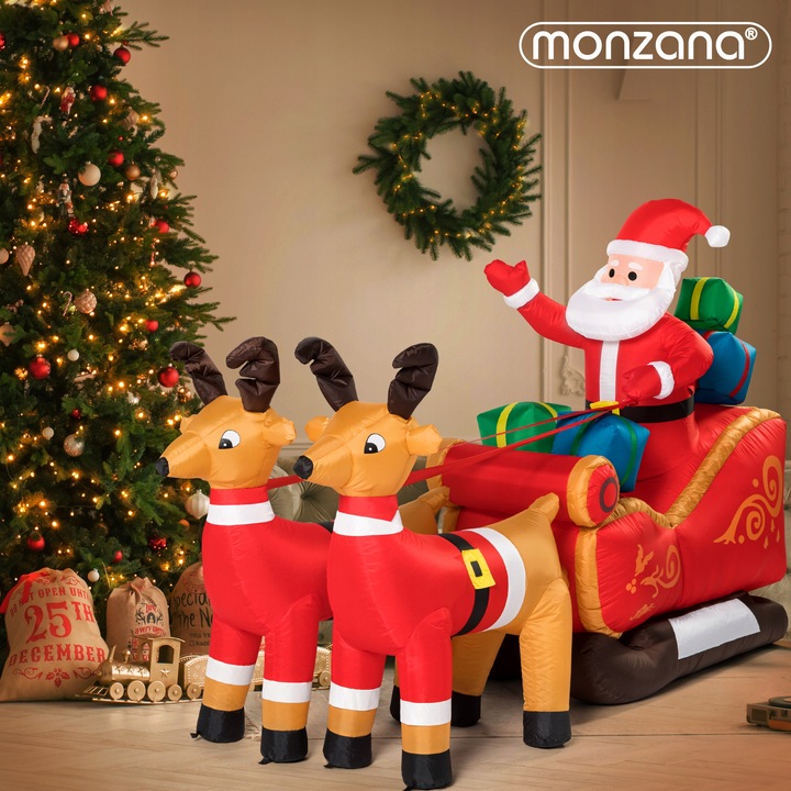 Mikołaj Dmuchany Dekoracja Świąteczna LED 240cm