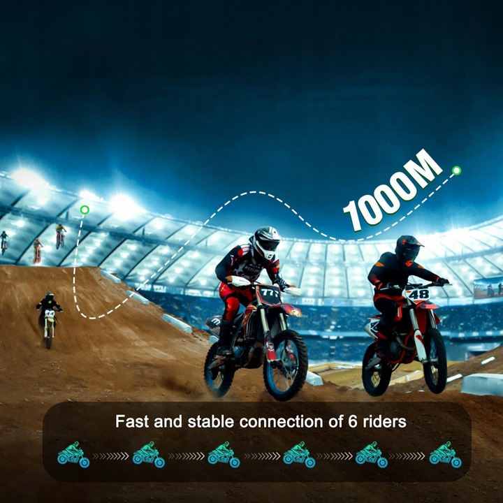 INTERKOM MOTOCYKLOWY EJEAS Q8 DO 6 KIEROWCÓW JEDNOCZEŚNIE RADIO FM BT 5.1