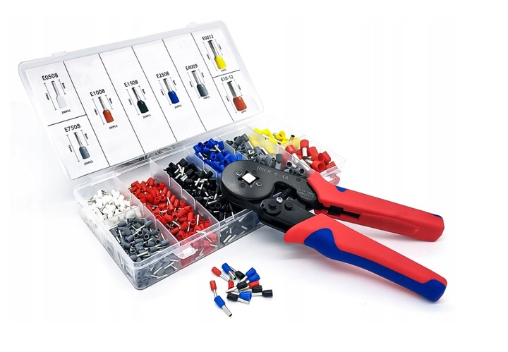 ZACISKARKA PRASKA KONEKTORÓW TULEJEK KOŃCÓWEK KABLI PRZEWODÓW ZESTAW x1200