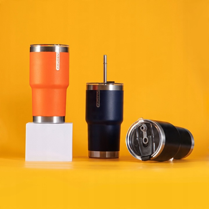 Fayren Kubek Termiczny 580ml Metro Apricot Crush do auta, pracy i na spacer