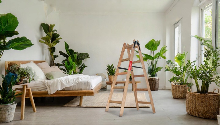 Drabina drewniana 2x5 malarska dwustronna rozstawna rozkładana BAULICH