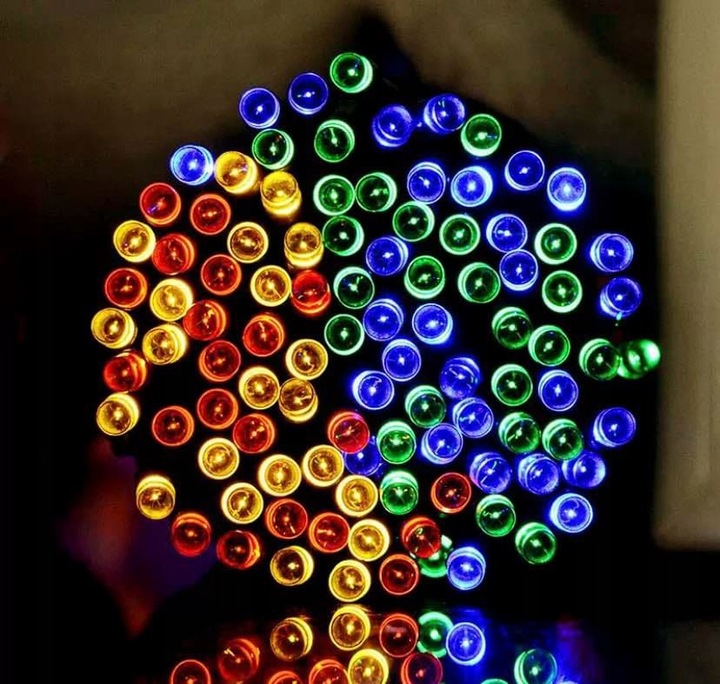 LAMPKI CHOINKOWE ŚWIĄTECZNE SOLARNE 200 LED ZEWNĘTRZNE MULTIKOLOR