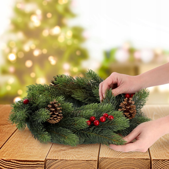 WIANEK ŚWIĄTECZNY STROIK NA DRZWI STÓŁ WIENIEC OZDOBA PREMIUM ŚWIĘTA 45 cm