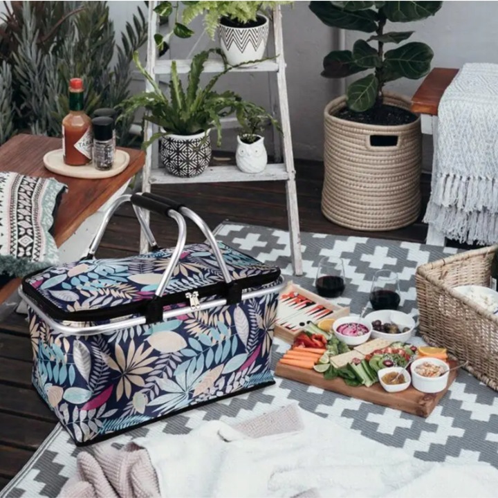 KOSZ PIKNIKOWY KOSZYK TERMICZNY NA PIKNIK ZAKUPY SKŁADANY TORBA DUŻY