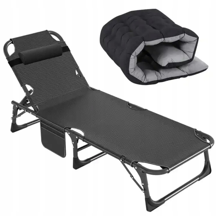 Łóżko Polowe Turystyczne Wędkarskie Leżak Składany z Materacem 194 cm